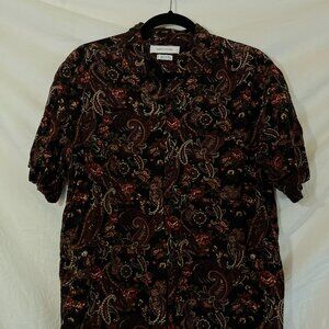 SOLD!! Mens Urban Outfitters, Rayon Button Down Shirt, Fall Paisley Floral
